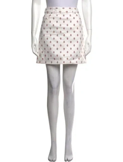 Pre-owned Hermes Printed Mini Skirt In White
