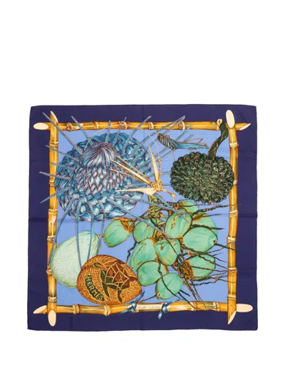 Pre-owned Hermes Printed Scarf In Blue