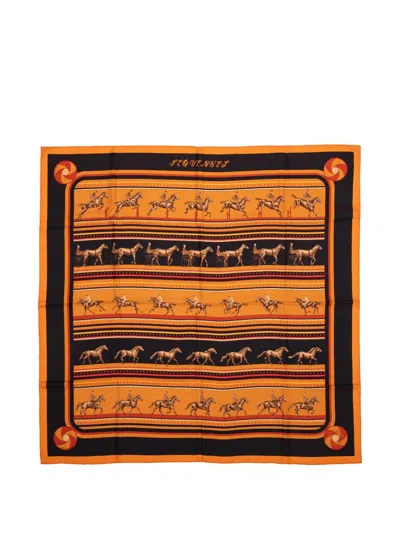 Pre-owned Hermes Printed Scarf In Orange