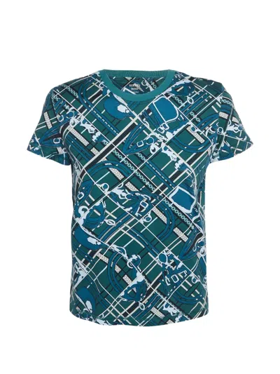 Pre-owned Hermes Printed Short-sleeve T-shirt In Green