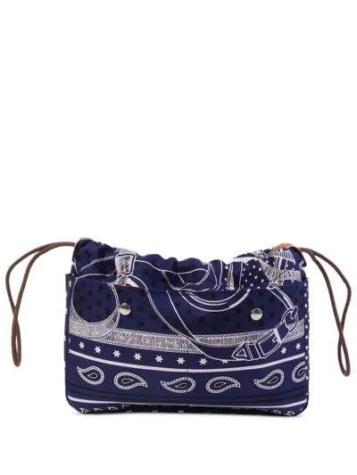 Pre-owned Hermes Printed Silk Clutch Bag In Blue