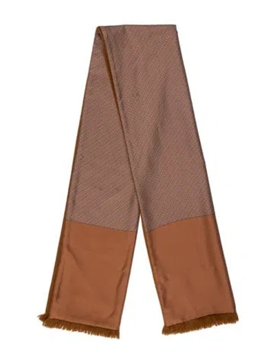 Pre-owned Hermes Printed Silk Muffler In Neutral