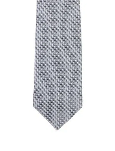 Pre-owned Hermes Printed Silk Tie In Black