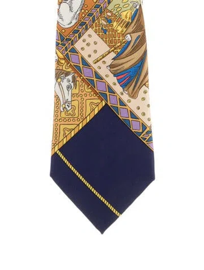 Pre-owned Hermes Printed Silk Tie In Multi