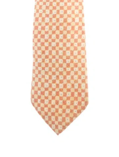 Pre-owned Hermes Printed Silk Tie In Neutrals