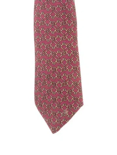 Pre-owned Hermes Printed Silk Tie In Purple