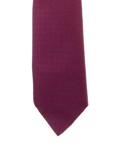 Pre-owned Hermes Printed Silk Tie In Purple