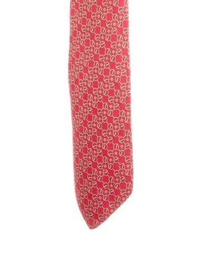 Pre-owned Hermes Printed Silk Tie In Red