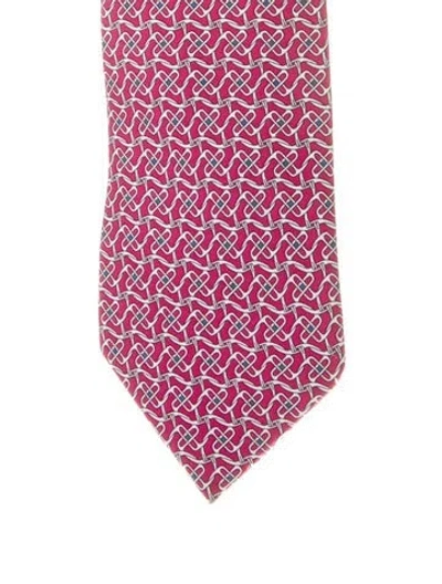 Pre-owned Hermes Printed Silk Tie In Red