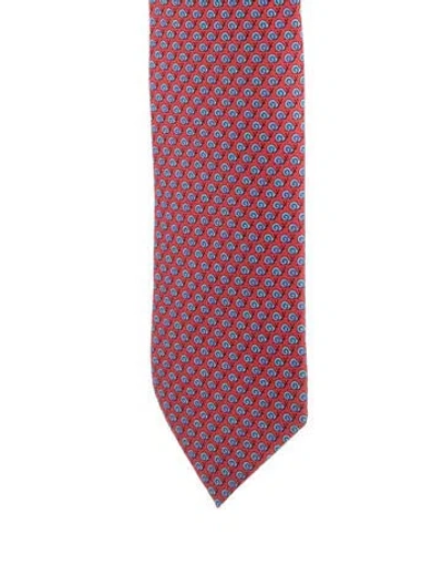 Pre-owned Hermes Printed Silk Tie In Red