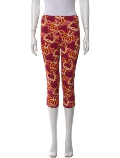 Pre-owned Hermes Printed Skinny Leg Pants W/ Tags In Red