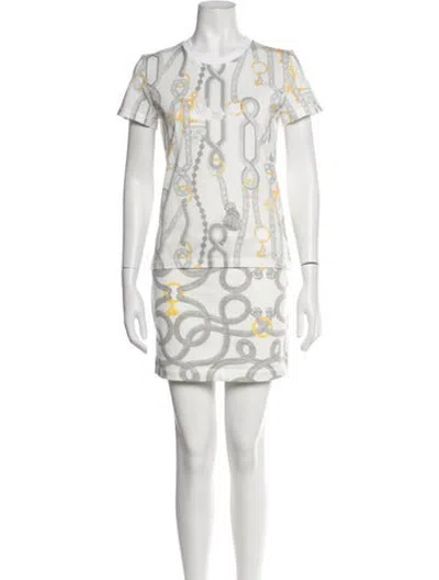 Pre-owned Hermes Printed Skirt Set In Neutrals