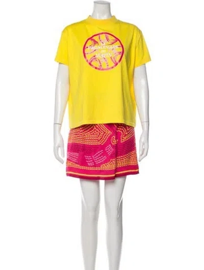 Pre-owned Hermes Printed Skirt Set In Yellow