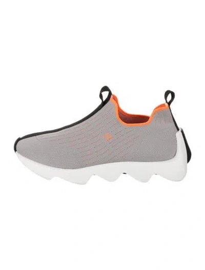 Pre-owned Hermes Printed Sock Sneakers In Gray