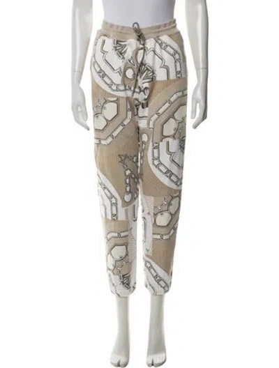 Pre-owned Hermes Printed Straight Leg Pants In Neutrals