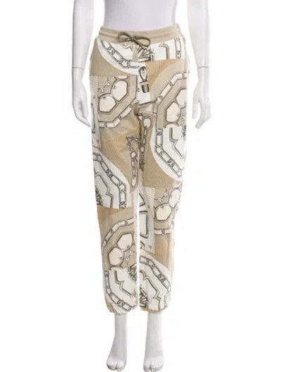Pre-owned Hermes Printed Straight Leg Pants W/ Tags In Neutral