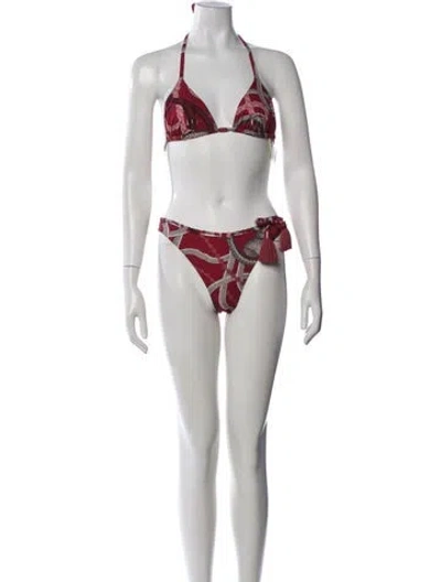 Pre-owned Hermes Printed Tassel Accents Bikini W/ Tags In Multicolor