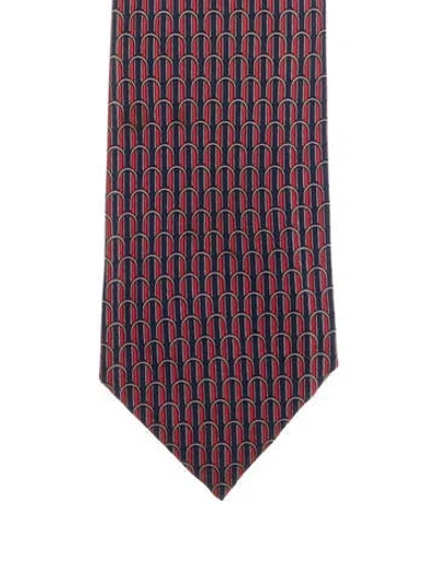 Pre-owned Hermes Printed Tie In Blue