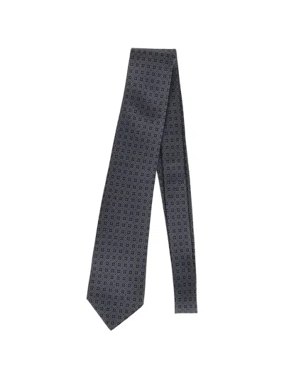 Pre-owned Hermes Printed Tie In Gray