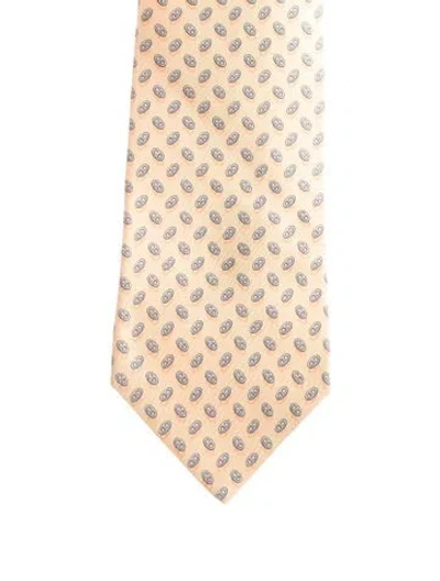 Pre-owned Hermes Printed Tie In Yellow