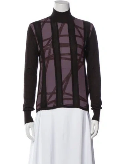 Pre-owned Hermes Printed Turtleneck Sweater In Brown