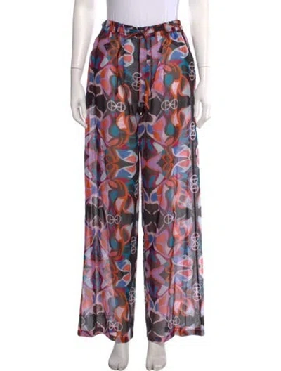 Pre-owned Hermes Printed Wide Leg Pants In Black