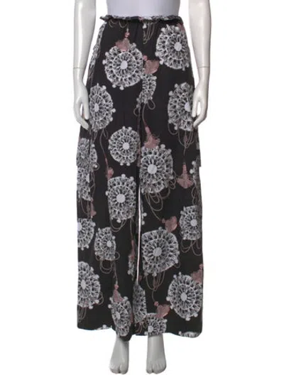 Pre-owned Hermes Printed Wide Leg Pants In Black