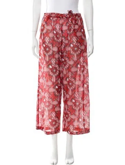 Pre-owned Hermes Printed Wide Leg Pants In Red