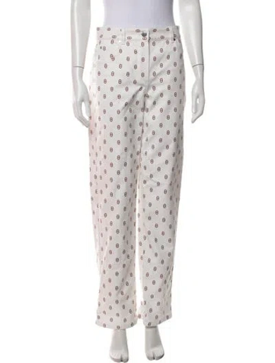 Pre-owned Hermes Printed Wide Leg Pants In White