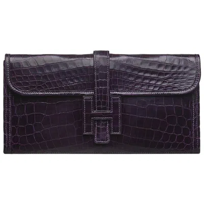 Pre-owned Hermes Hermès Prune Jige Pm Clutch Bag In Black