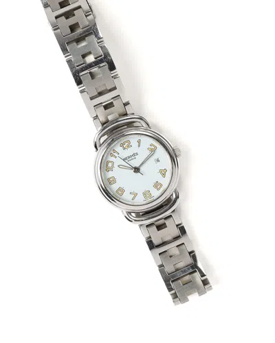 Pre-owned Hermes Hermès Pullman 25mm Ca 2000 Watch In Silver