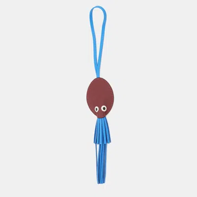 Pre-owned Hermes Pulp Bag Charm Octopus Rouge H/blue Hydra Epsom Swift Leather