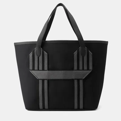 Pre-owned Hermes Pur Sangle Black/gray Toile Military Taurillon Clemence