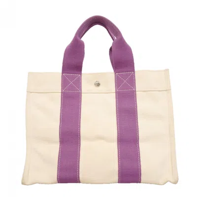 Pre-owned Hermes Purple Canvas Tote Bag ()