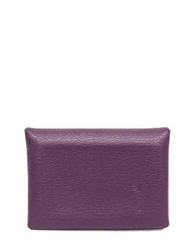Hermes Hermès Purple Chevre Leather Card Case (authentic Pre-loved)