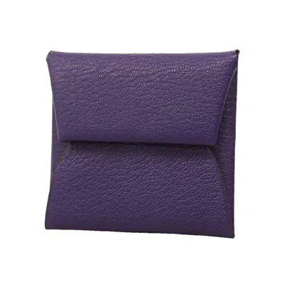 Pre-owned Hermes Purple Chevre Myzore Leather Coin Purse/coin Case ()