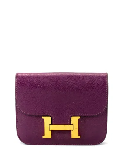 Pre-owned Hermes Hermès Purple Clemence Leather Anemone Constance (authentic )