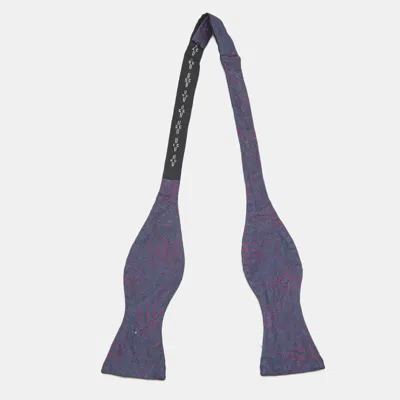 Pre-owned Hermes Hermès Purple Dotted Waves Silk Jacquard Adjustable Bow Tie