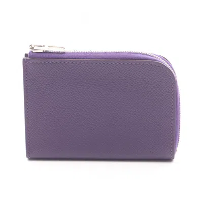 Pre-owned Hermes Purple Epsom Leather Coin Purse/coin Case ()