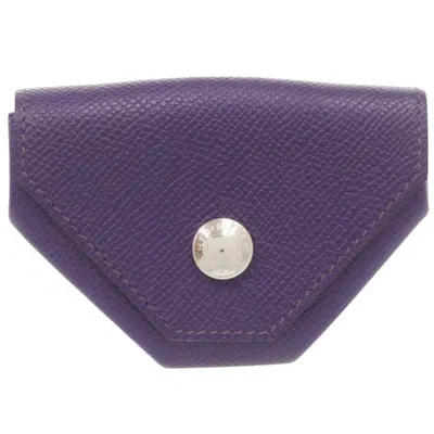 Pre-owned Hermes Purple Epsom Leather Coin Purse/coin Case ()