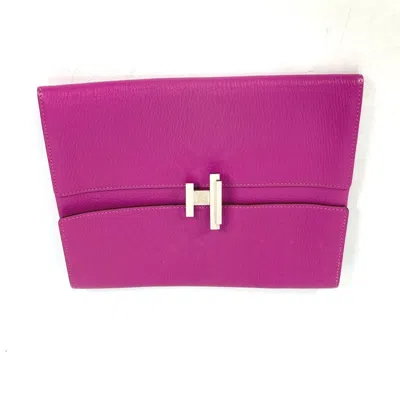Pre-owned Hermes Purple Leather Clutch Bag ()