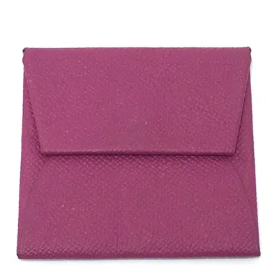 Pre-owned Hermes Purple Leather Coin Purse/coin Case ()