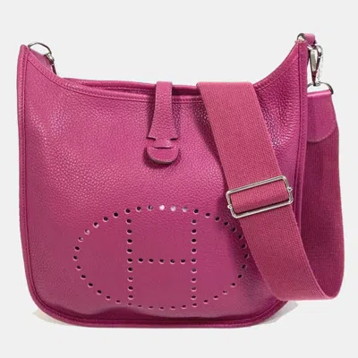 Pre-owned Hermes Purple Leather Evelyn Crossbody Bag