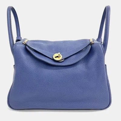 Pre-owned Hermes Purple Leather Lindy 30 (c)