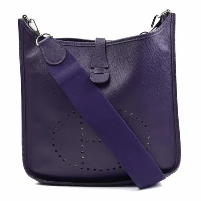 Pre-owned Hermes Purple Leather Shoulder Bag ()