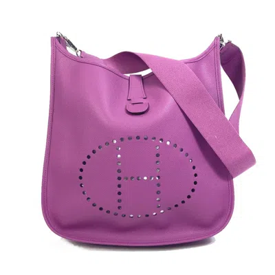 Pre-owned Hermes Purple Leather Shoulder Bag ()