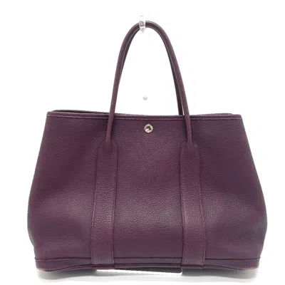 Pre-owned Hermes Purple Leather Tote Bag ()