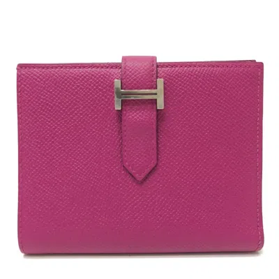 Pre-owned Hermes Purple Leather Wallet (bi-fold) ()