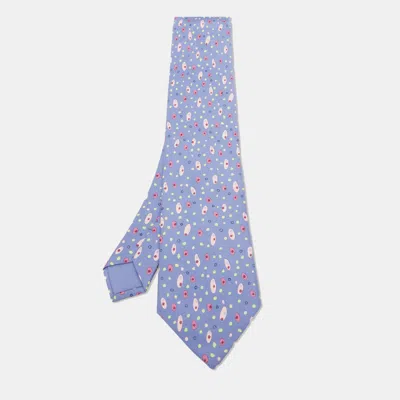 Pre-owned Hermes Purple Patterned Silk Classic Tie