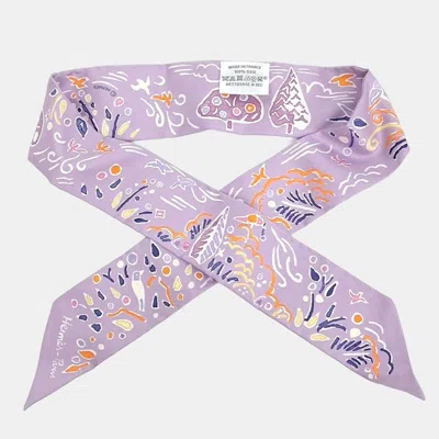 Pre-owned Hermes Purple Silk Twilly